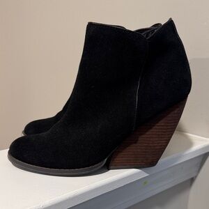 Very Volatile Black Wedge Ankle Boots